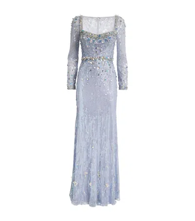 Jenny Packham Embellished Kestra Gown In Purple