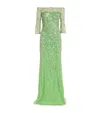 Jenny Packham Lantana Sequin-embellished Gown In Green