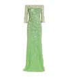 Jenny Packham Lantana Sequin-embellished Gown In Green