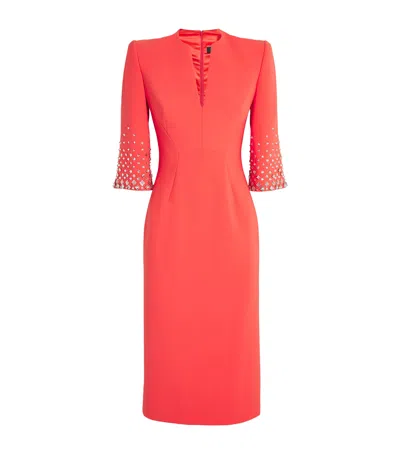 Jenny Packham Embellished Layla Midi Dress In Red