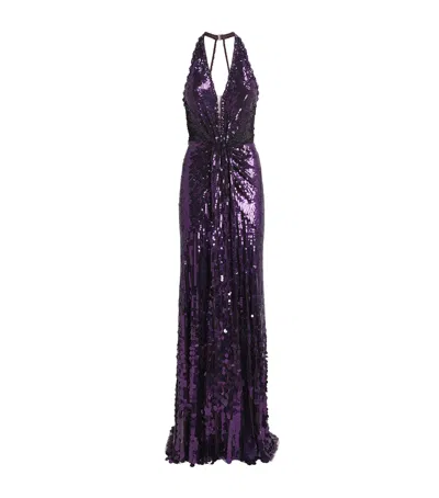 Jenny Packham Embellished Lisette Gown In Purple