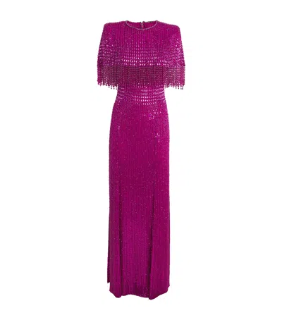 Jenny Packham Embellished Lyla Gown In Purple