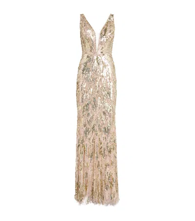 Jenny Packham Embellished Marion Gown In Gold