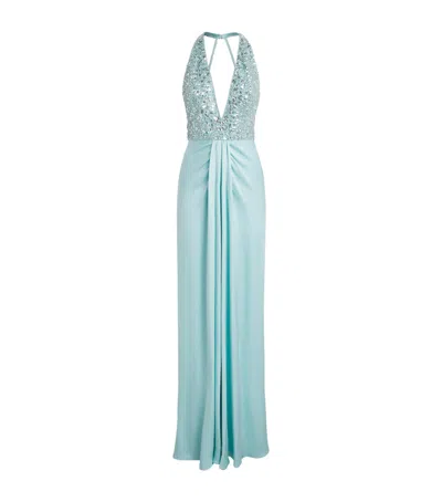 Jenny Packham Embellished Namira Gown In Blue