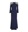 Jenny Packham Embellished-neck Nile Gown In Blue