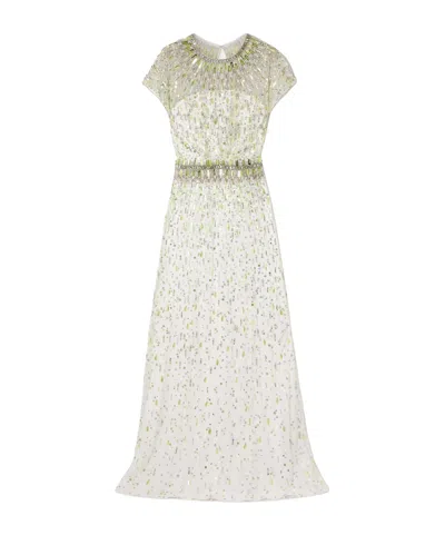 Jenny Packham Embellished Organza Gown In White