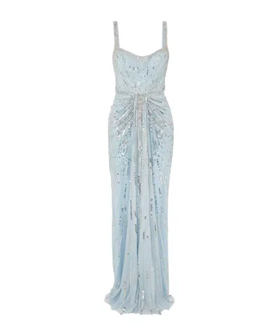 Jenny Packham Embellished Tulle Gown In Blue
