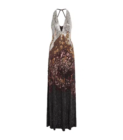 Jenny Packham Embellished Wild Rose Gown In Multi
