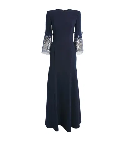 Jenny Packham Embellished-cuff Anita Maxi Dress In Black