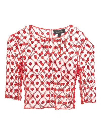 Pre-owned Jenny Packham Embroidered Tulle Blouse
