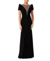 Jenny Packham Empress Puff-sleeve Crystal-embellished Maxi Dress In Black