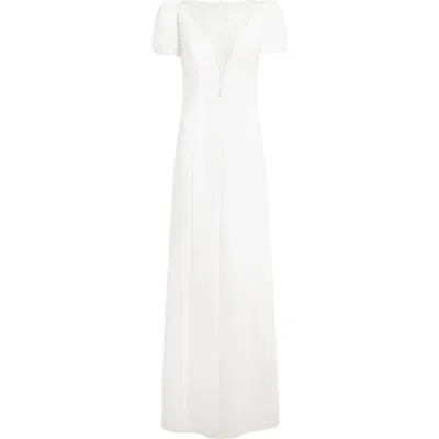 Jenny Packham Empress Puff-sleeve Crystal-embellished Maxi Dress In White
