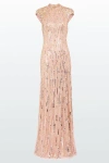 Jenny Packham Ernest Crystal Sequined Cap-sleeve Gown In Pink