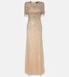 Jenny Packham Esna Embellished Caped Gown In Beige