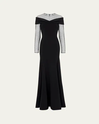 JENNY PACKHAM ETIENNE CRYSTAL ILLUSION OFF-THE-SHOULDER GOWN