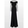Jenny Packham Etienne Crystal Illusion Off-the-shoulder Gown In Black