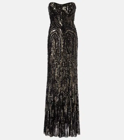 Jenny Packham Euphoria Embellished Bustier Gown In Black