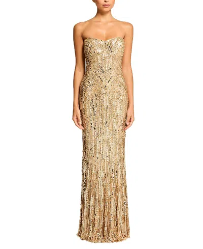 Jenny Packham Euphoria Sequin-embellished Strapless Dress In Gold