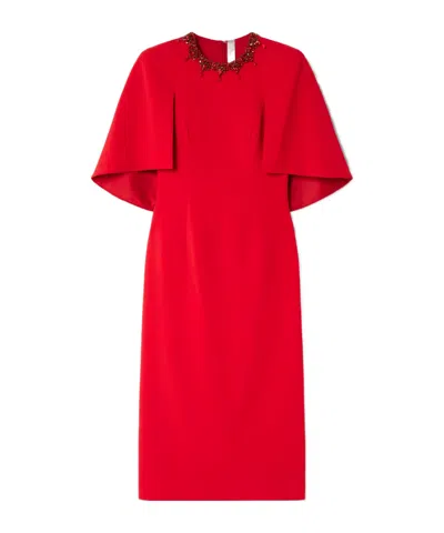 Jenny Packham Fitted Midi Formal Dress In Red