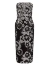 Jenny Packham Floral-print Embellished Midi Dress In Black