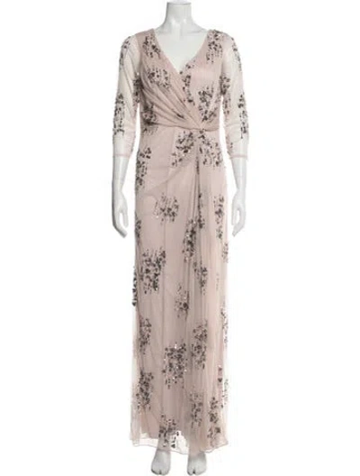 Pre-owned Jenny Packham Floral Print Long Dress W/ Tags In Pink