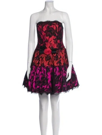 Pre-owned Jenny Packham Floral Print Mini Dress In Multicolor