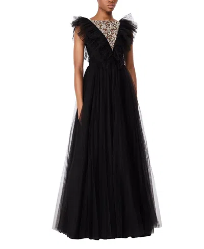 JENNY PACKHAM FOXGLOVE EMBELLISHED RUFFLED-TULLE MAXI DRESS