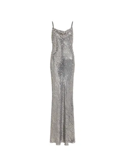 Jenny Packham Foxx Embellished Dress In Silver