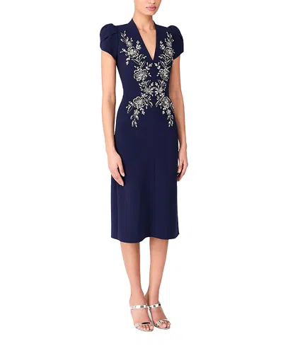 Jenny Packham Martini Drop Crystal-embellished Dress In Blue