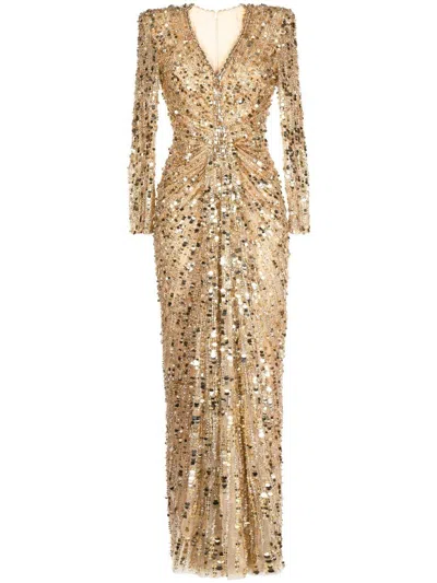 Hallie Sequin Embellished Gown (Gold)