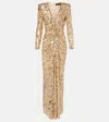Jenny Packham Gazelle Sequined Gown In Gold
