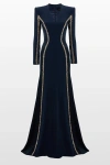 Jenny Packham Ghost Orchid Embellished Long-sleeve Maxi Dress