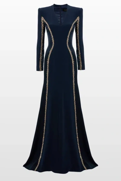 Jenny Packham Ghost Orchid Embellished Long-sleeve Maxi Dress