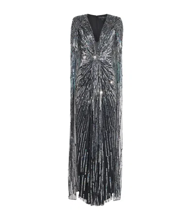 Jenny Packham Gold Rush Cape Gown In Metallic