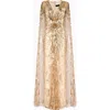 Jenny Packham Gold Rush Sequined Cape Gown In Gold