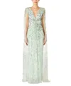Jenny Packham Gold Rush Sequin-embellished Gown In Green