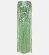 Jenny Packham Gold Rush Sequined Gown In Green