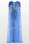 Jenny Packham Goldfinger Sequin-embellished Maxi Dress In Blue