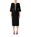 Jenny Packham Grace Midi Dress In Black