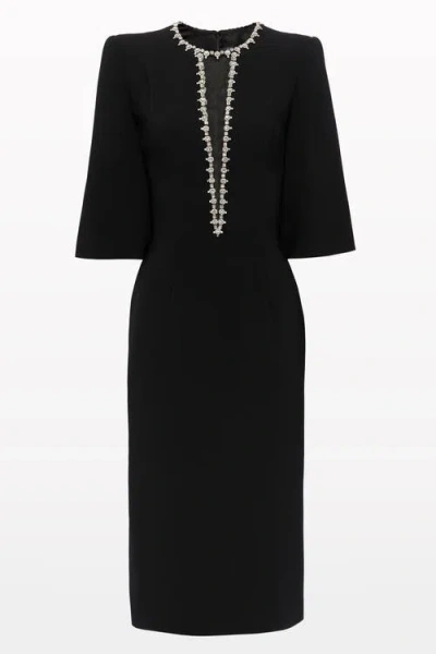 Jenny Packham Grace Midi Dress In Black