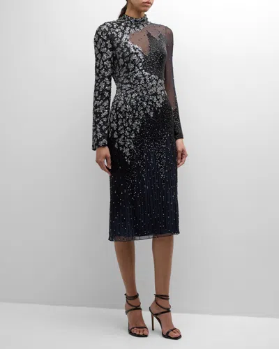 Jenny Packham Greta Sequin And Rhinestone Embellished Gown In Light Navy 1058