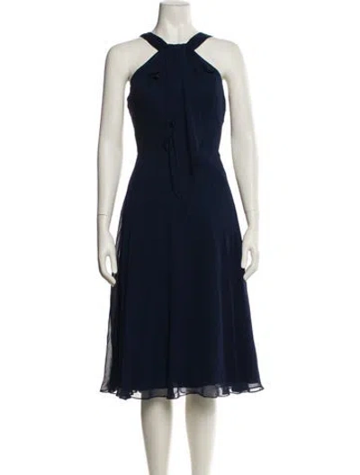 Pre-owned Jenny Packham Halterneck Midi Length Dress In Blue