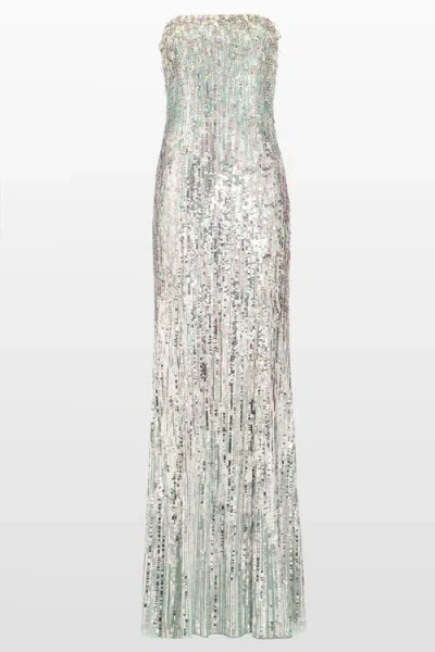 Jenny Packham Honesty Sequin-embellished Maxi Dress In Gray