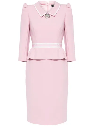 Jenny Packham Honeybee Peplum-waist Midi Dress In Pink