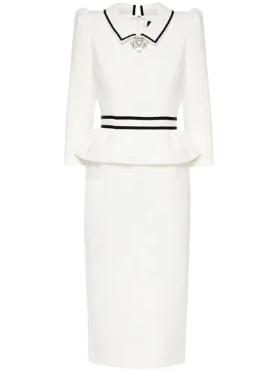 Jenny Packham Honeybee Peplum-waist Midi Dress In White