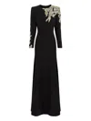 Jenny Packham Honor Beaded Leaf-embellished Gown In Black