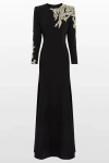 Jenny Packham Honor Sequin-embellished Maxi Gown In Black