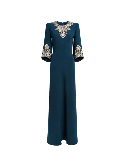Jenny Packham Ice Cascade Embellished Dress In Pattern