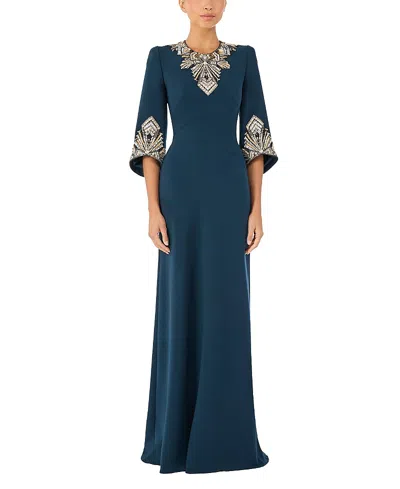 Jenny Packham Ice Cascade Embellished Dress In Blue