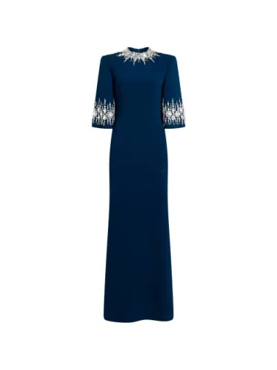 Jenny Packham Ilana Embellished Maxi Dress In Blue